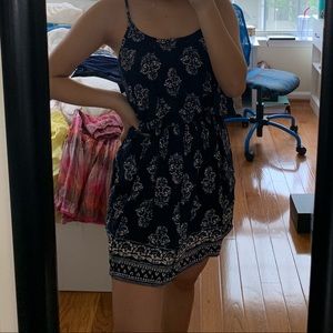 Navy blue single ruffle dress